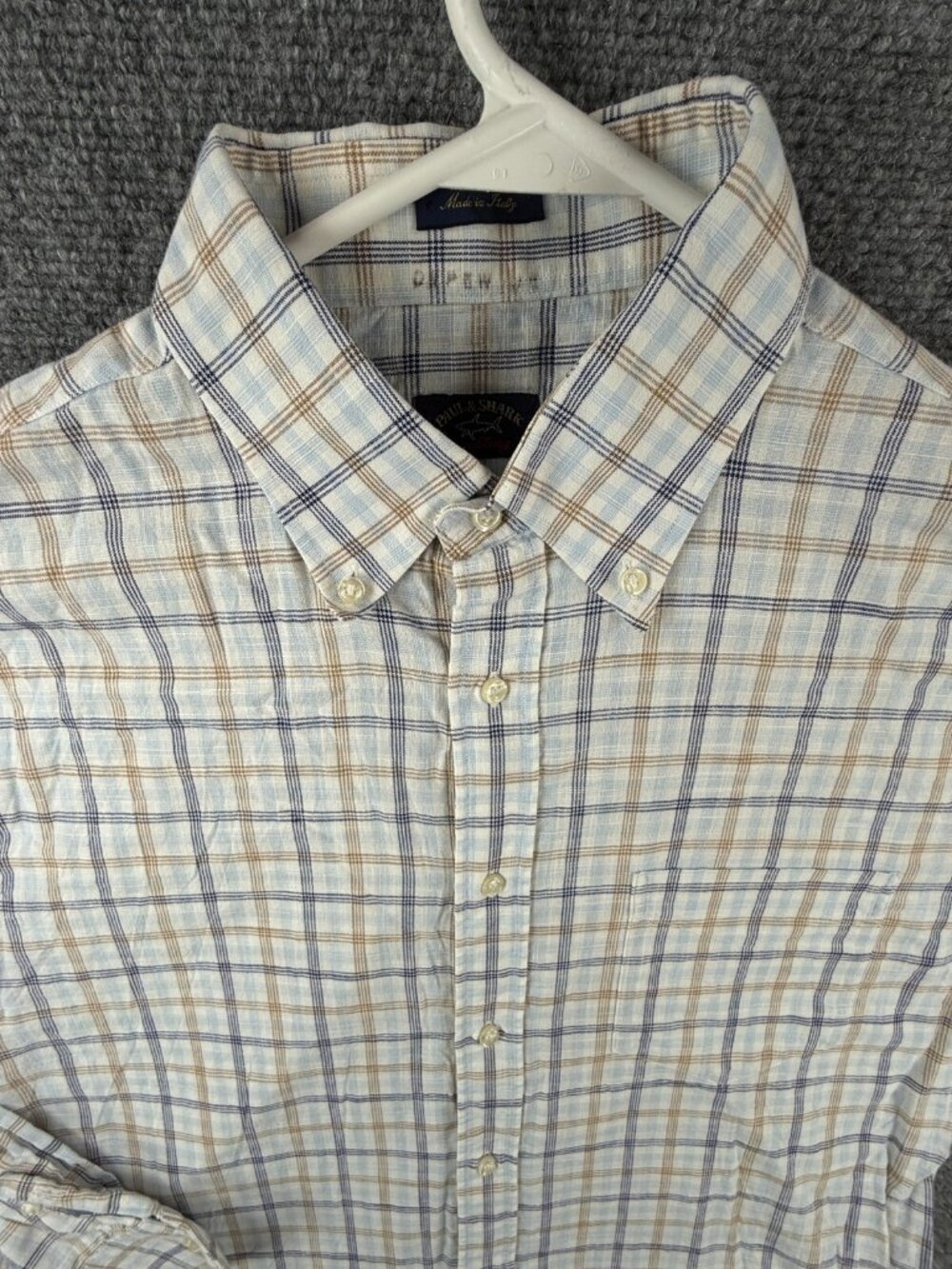 Paul Shark Italy XL Button Up Shirt Men Long Sleeve Cotton Breathable Plaid